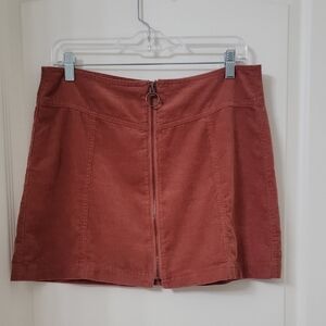 Forever 21 Size 30 Burnt Orange Corduroy Front Zipper Closure A Line Mini Skirt